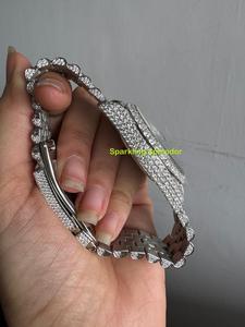 Reloj de pulsera analógico de acero inoxidable con diamantes de moissanita de alta calidad, claridad VVS, estilo Iced Out, para hombre, regalo para fiestas de hip hop. - Product Image 6