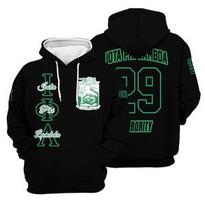 Sweat-shirt à capuche Iota Phi Lambda Sorority noir et vert émeraude, personnalisé avec l'année du chapitre, coupe classique pour femme - Product Image 3