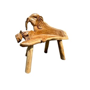 Handcrafted Teak Wood Carved <b>Elephant</b> Rectangle Side Table-Durable Eco-friendly Lightweight Tabletop Installation Traditional - Product Image 1