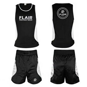 Conjunto de Uniforme de Boxeo para Adultos, 2 Piezas, Camiseta y Pantalones Cortos - Negro Blanco - Product Image 1