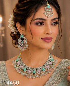 Premium Half <b>Bridal</b> Wedding Ethnic Kundan Necklace <b>Set</b> Earrings Maang Tikka Antique Gold Plated Brass Zircon Stones <b>Jewelry</b> - Product Image 6