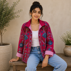 Abrigo de Invierno para Mujer, Hecho a Mano, Bordado, Tejido, Acolchado, de Algodón, con Estampado Floral, Manga Larga, Estilo Casual, Boho, Vintage, Personalizado, OEM, ODM - Product Image 3