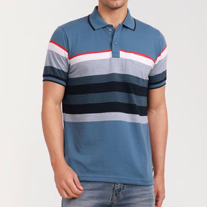Men's Striped Knitted <b>Polo</b> Shirt Short Sleeve Casual Color Blocked Design Pocket Front Blue Gray Red <b>White</b> - Product Image 1