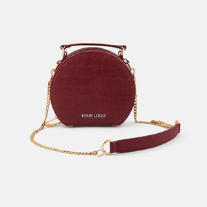 Bolso Bandolera de Mujer en Cuero Orgánico con Patrón de Cocodrilo, Diseño Esférico, un Compartimento, Forro de Yute, Duradero, Moderno, para Uso Diario - Product Image 1