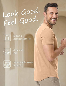 Usine OEM présente des t-shirts pour hommes de qualité supérieure, coupe classique, 100% coton, avec logo sur le devant, écologiques, manches courtes - Product Image 3