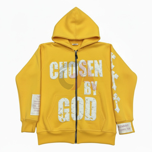 Sudadera con capucha para hombre, estilo acid wash, con cremallera, estampada, 100% algodón, forro polar grueso, ajuste cómodo, tendencia 2026 - Product Image 1