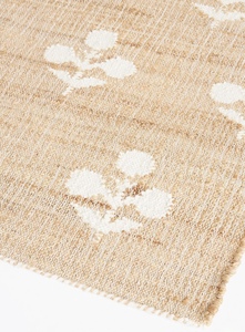 Alfombra Kilim de Yute y Algodón Hecha a Mano con Diseño Floral Beige, Resistente a las Manchas, Antideslizante, Ecológica, de Pelo Corto, para Decoración del Hogar, Sala de Estar y Dormitorio - Product Image 2