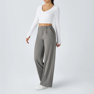 Servicios OEM 2026 Pantalones de Mujer Estilo Urbano, Corte Ajustado, Alta Calidad, Cintura Alta, Color Sólido - Product Image 3