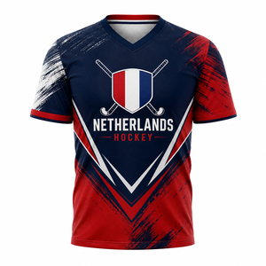 เสื้อฮอกกี้แบบสั่งทำพิเศษ แรงบันดาลใจจากเนเธอร์แลนด์ เสื้อกีฬาทีมแบบซับลิเมชั่น แห้งเร็ว ระบายอากาศได้ดี ชุดฮอกกี้ OEM - Product Image 1
