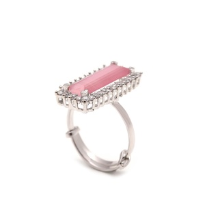 Anillo de Plata de Ley 925 con Cuarzo Rosa, Elegante y Ajustable, Joyería de Moda, Piedra de Nacimiento de Junio, Gran Venta - Product Image 1