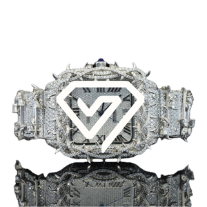 Montre de luxe pour homme avec lunette à clous, moissanite, cadran à chiffres romains, mouvement automatique mécanique, finition or blanc - Product Image 1