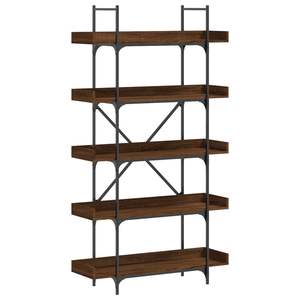 Librería de madera de ingeniería en roble marrón con patas metálicas medianas ajustables, convenientemente ajustables para mayor comodidad y estabilidad - Product Image 2