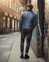 Veste coupe-vent matelassée en toile bleue rétro classique, design personnalisé, logo OEM, doublure polaire, hiver, homme