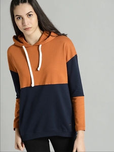 Sudadera con Capucha para Mujer, Diseño Color Block, Manga Larga, Estilo Casual, Otoñal, Tejido de Algodón y Bambú, Transpirable, Corte Regular - Product Image 4