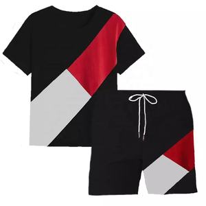 ชุดลำลอง2ชิ้นสำหรับผู้ชายแฟชั่นฤดูร้อนล่าสุดกางเกงขาสั้นเอวยางยืดลายพื้นปิดได้เป็นมิตรต่อสิ่งแวดล้อมไซส์ใหญ่พิเศษ - Product Image 5