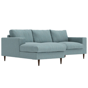 Sofá Modular de Tela Azul Espuma de Mar con Chaise Longue a la Derecha y Patas de Madera Cónicas para Asientos en Grupo - Product Image 3