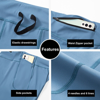 Shorts de fitness à compression pour hommes, avec poches, haute élasticité, respirants, coupe-vent, fermeture à cordon, doublure en maille, séchage rapide