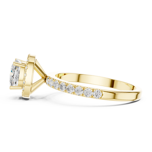 Anillo de compromiso de oro amarillo chapado con diamante talla cojín para mujer, banda pavé, regalo para promesa, boda, aniversario, fiesta - Product Image 4