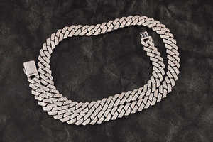 Collar de Plata de Ley 925 con Eslabones Cubanos y Moissanita, Certificado por GRA, Cadena de Joyería de Moda Personalizada para Hombres y Mujeres - Product Image 2
