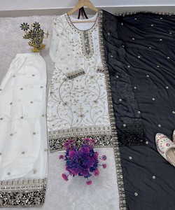 BOUTIQUE COLLECTION GEORGETTE EMBROIDERY SEQUENCE WORK TOP PALAZZO WITH DUPATTA 83757 EID SPECIAL SALWAR KAMEEZ SET AC-7103 - Product Image 4