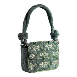 Elegante bolso de hombro rosa con cuentas, bolso bandolera floral hecho a mano, moderno bolso de mano con perlas para mujer, bolso de fiesta. - Product Image 6