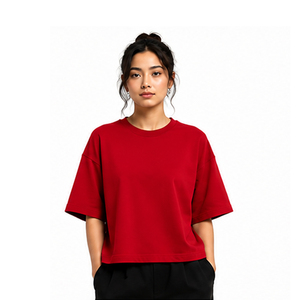T-shirts amples à carreaux d'été pour femmes en coton épais, coupe droite, manches courtes, style streetwear, impression personnalisée, marque privée, vente en gros - Product Image 5