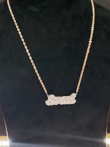 Collar con Colgante de Letra de Moissanita Chapado en Oro de 14K para Mujer, Moderno y Brillante, Regalo Ideal para Fiestas y Eventos - Product Image 2