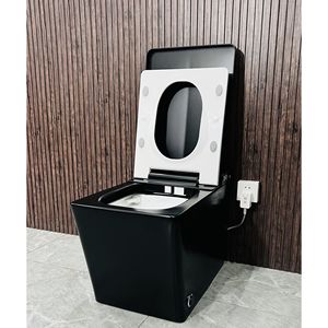 WC Smart Nero Quadrato con Bidet Senza Serbatoio, Telecomando e Apertura Coperchio a Tocco del Piede per Bagno - Product Image 5
