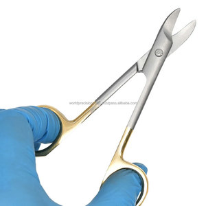 Ciseaux chirurgicaux dentaires de précision mondiale, à pointe droite et courbée, manche doré, en acier inoxydable, pour laboratoire orthodontique - Product Image 3