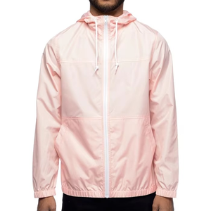 Men Solid <b>Light</b> Pink Hooded Windbreaker <b>Jacket</b> Full Zip Lightweight <b>Waterproof</b> Casual Outdoor Running Windproof Breathable - Product Image 6