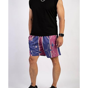 กางเกงบาสเก็ตบอลตาข่ายผู้ชาย OEM มีกระเป๋าข้าง เอวยางยืดพร้อมเชือกผูก ลายพิมพ์ซับลิเมชั่น 3 มิติ ขายส่ง - Product Image 4