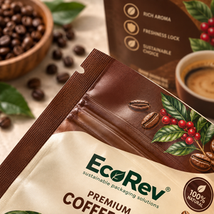 EcoRev Premium Coffee Beans Stand Up <b>Pouch</b> Zipper Top Recyclable Laminated Packaging 100% Natural Arabica - Product Image 6