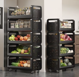 Estante de Almacenamiento de Cocina Móvil de Múltiples Niveles con Ruedas, Organizador de Metal Hueco, OEM/ODM Vietnam - Product Image 1