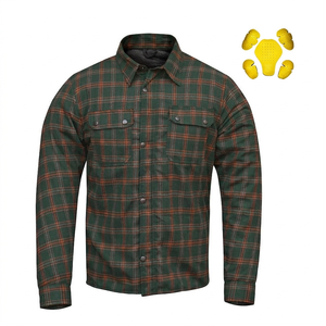 Custom Kevlar Lined Motorcycle Riding <b>Flannel</b> Shirt for Men Check Pattern Protective Motorbike Riding Shirt High Quality OEM ODM - Product Image 1