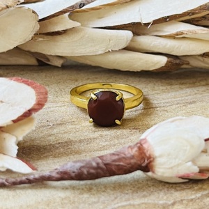 Latest High Demand Minimalist Red Glass <b>Statement</b> <b>Ring</b> Boho Brass Jewelry For Women 18k Gold Plated Dainty Wholesale <b>Ring</b> - Product Image 1
