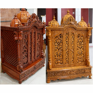 Compre un Mandir Profesional de Madera de Teca para el Hogar, Duradero, con Acabado Antiguo Tradicional, Puerta Doble, Tamaño Personalizado, para EE. UU./Reino Unido - Product Image 1