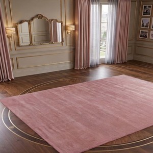 Alfombra de área color rosa polvoriento, alfombra contemporánea de felpa, alfombra de lujo hecha a mano, minimalista, para dormitorio, sala de estar, alfombra de lana hecha a mano - Product Image 2