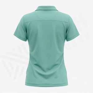 Camiseta de Cuello en V de Jersey de Poliéster y Algodón para Mujer, Venta al por Mayor, Manga Corta, Informal, Teñida, Uniforme de Trabajo, Color Personalizado - Product Image 2