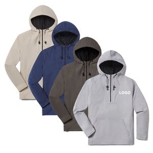 Premium Matte Finish Dry Fit <b>Men</b> Activewear Hooded Pullover <b>Jacket</b> With Zippered Kangaroo Pocket Factory Price Wholesale Supply - Product Image 1