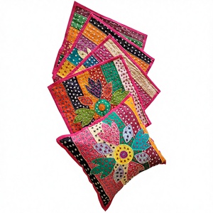 Exclusive handmade applique work jogi work <b>cushion</b> <b>covers</b> indian handcrafted traditional embroidered <b>cushion</b> <b>cover</b> - Product Image 1