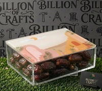 Moderne transparante acryl cadeaudoos voor dadels, gedroogd fruit, snoep, desserts, noten, chocolade, Ramadan, Eid Mubarak cadeauverpakking