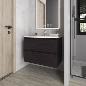 Wengue Floating <b>Bathroom</b> <b>Vanity</b> with Two Drawers and Sink Smoot Series - Product Image 1