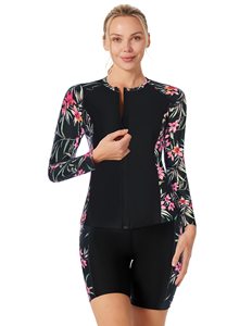 3 Piece <b>Long</b> <b>Sleeve</b> Rash Guard <b>Swimsuits</b> Zip Front Bathing Suit Tankini <b>Swimsuits</b> Sports & Outdoor Clothing Rash Guard - Product Image 5