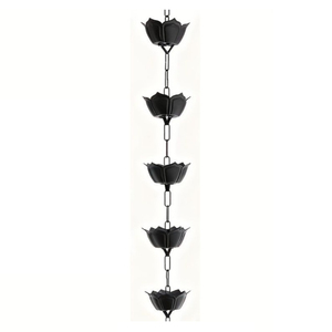 Chaîne de pluie artisanale en cuivre plaqué motif fleur de lotus, 8,5 pieds, réglable, extension de gouttière en métal, remplacement pour jardin - Product Image 2