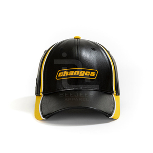 Casquette de baseball unisexe en cuir PU, 6 panneaux, color block, style sportif - Product Image 2