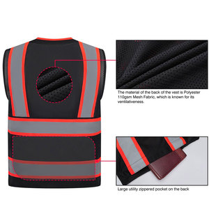 Gilet de sécurité homme pas cher en gros, polyvalent, style vintage, avec poches, respirant, 100% polyester, haute visibilité, réfléchissant - Product Image 5