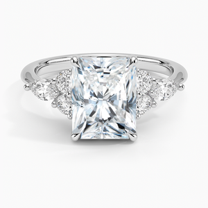 Bague de mariage BOJ 043 en argent 925 plaqué rhodium, coupe radiante, avec diamant Nadia et moissanite 2 carats couleur D VVS1 certifiée GRA - Product Image 1