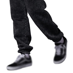 High Quality Customizable Men's Acid Wash Canvas Fleece <b>Joggers</b> Distressed Streetwear Regular Fit Casual OEM Lightweight 100% - Product Image 3