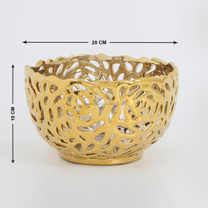 Tazón decorativo de aluminio redondo de Metal dorado personalizado hecho a mano de alta calidad al por mayor técnica pulida para decoración del hogar - Product Image 5