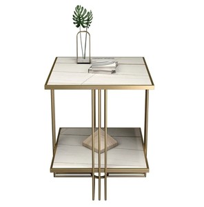 New Square Shape Metal Luxury Furniture <b>Side</b> <b>Table</b> <b>Gold</b> Plated Marble Top End <b>Table</b> Cabinet for Living Room, Drawing Room - Product Image 4
